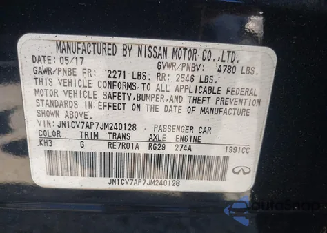 2018 Infiniti Q50 2.0T Pure z USA, uszkodzony, nr VIN JN1CV7AP7JM240128